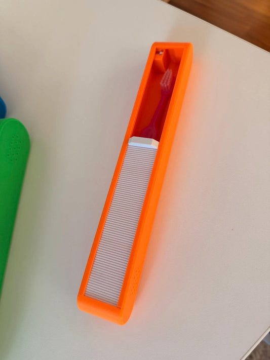 Personalized Sliding Toothbrush Case | Travel Toothbrush Holder with Locking Lid | Custom Name | Manual or Electric