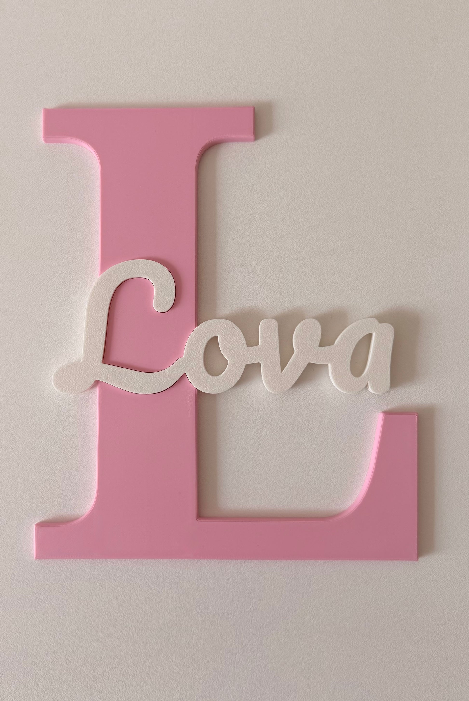Personalized 3D-printed monogram name sign, photo of a real printed sign — product photo 5