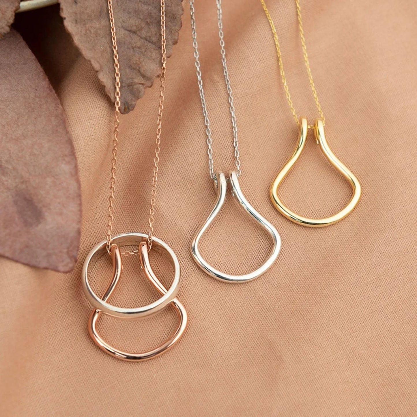 Ring Holder for Women - Necklace for Wedding & Engagement Rings – Minimalist Pendant, Gold & Silver Options