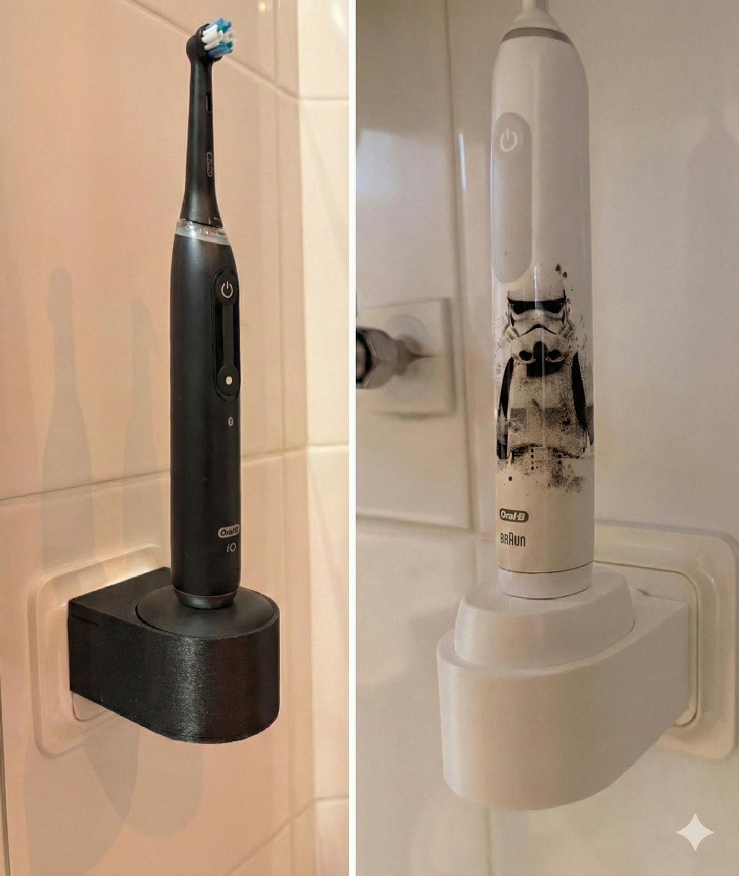 Oral-B iO Charger Holder with Cable Storage | Outlet Mount Charging Stand | Bathroom Cable Organizer | EU Plug