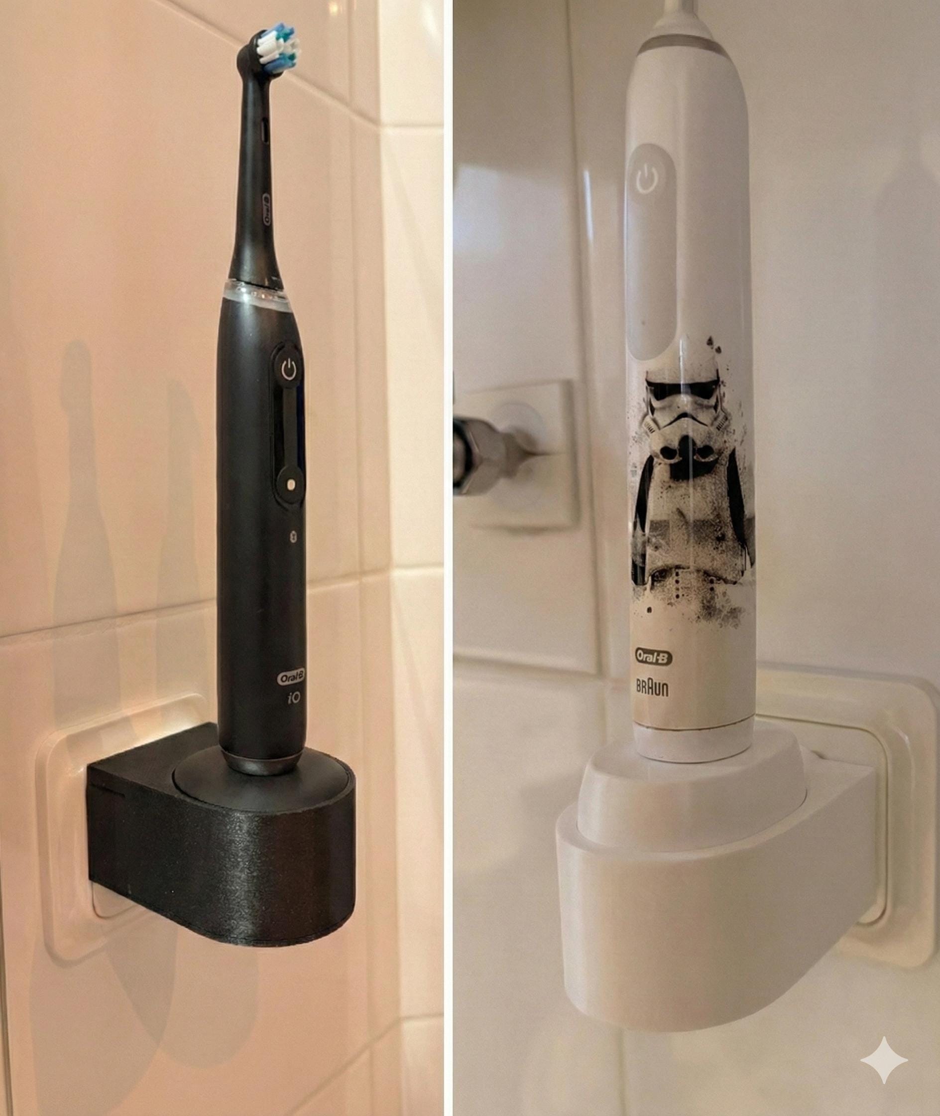 Oral-B iO Charger Holder with Cable Storage | Outlet Mount Charging Stand | Bathroom Cable Organizer | EU Plug