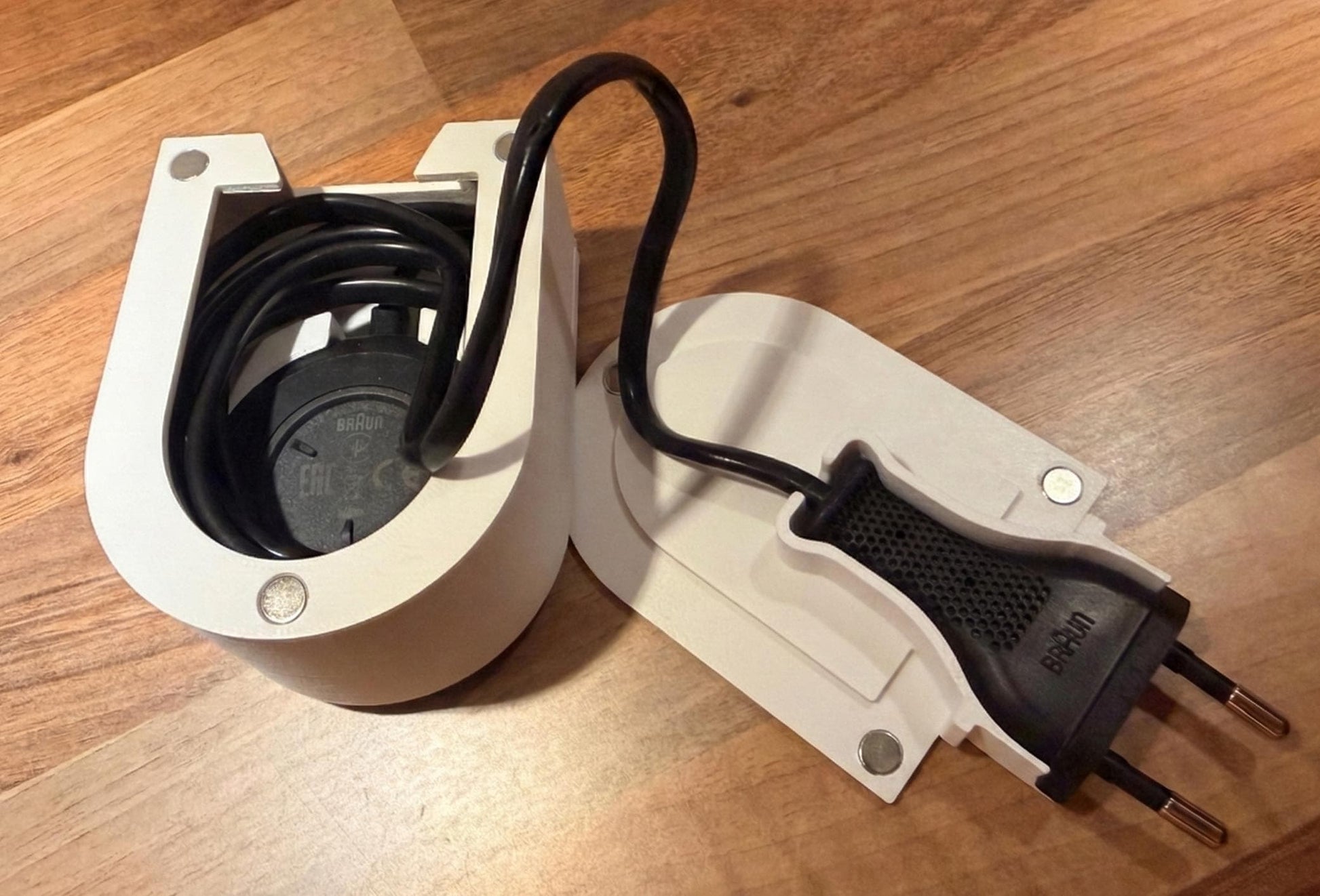 Oral-B iO Charger Holder with Cable Storage | Outlet Mount Charging Stand | Bathroom Cable Organizer | EU Plug