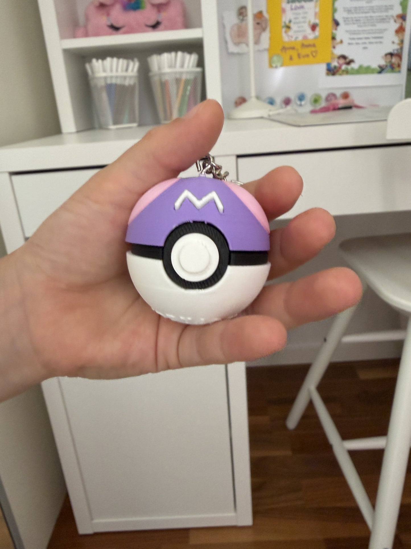 Purple Master Ball clicker keychain
