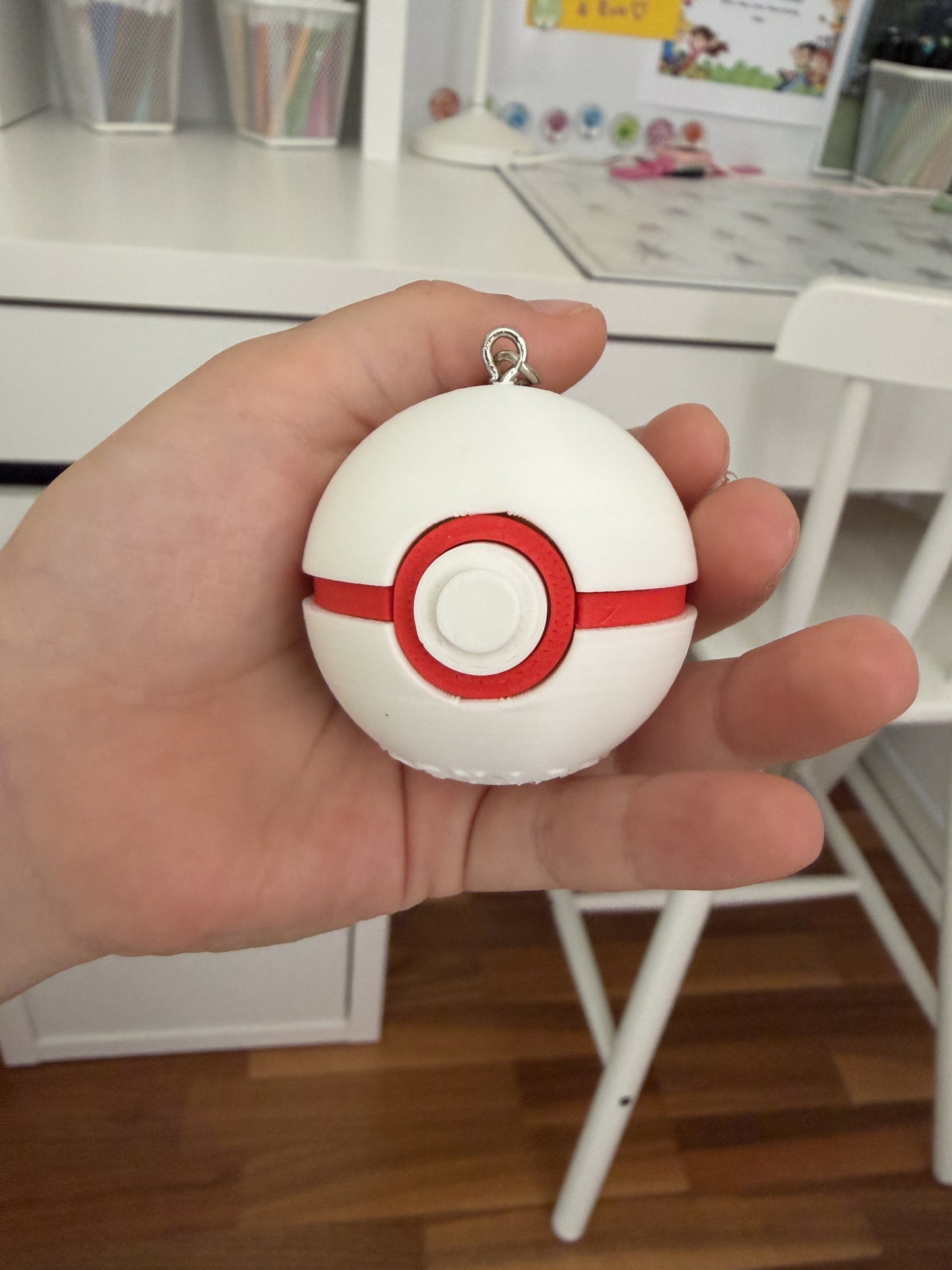 White Premier Ball clicker keychain